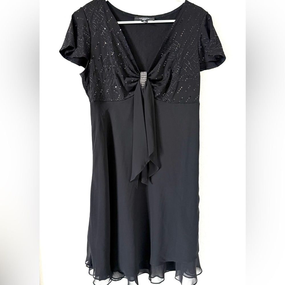 R&M Richards Black Dress with Rhinestone Accent